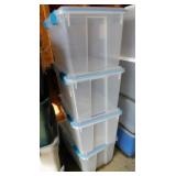 4 Sterlite 54 qt. gasket lid storage tote boxes