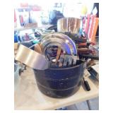 Kitchen utensils in granite cold packer pan