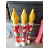 3 General Foam Christmas Noel blow mold candles,