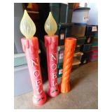 3 USA Christmas blow mold candles, 2 say Noel,