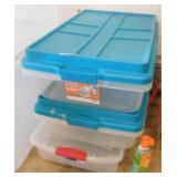 3 storage totes w/ lids: 2 Hefty - 1 Sterilite