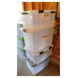 4 storage totes w/ lids: Sterilite 60 qt. -