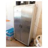 Metal 2door rolling garage cabinet, unmarked w/