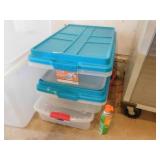 3 storage totes w/ lids: 2 Hefty - 1 Sterilite