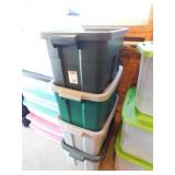 4 Rubbermaid Roughneck storage totes w/ lids, 14