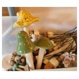 Mushroom garden stakes - Hummingbird wind chimes