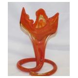 Hand blown art glass vase, 12' tall
