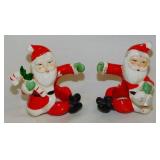 Vintage Santa Claus Christmas candle huggers,