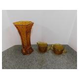 Vintage amber glass: L.E. Smith Daisy N' Buttons