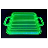 Uranium glass ribbed tray