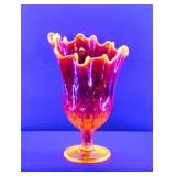 Fenton Amberina cadmium thumbprint handkerchief