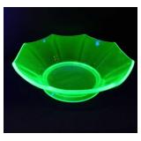 Uranium glass serving bowl