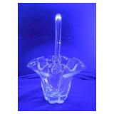 Vintage Duncan Uranium glass ruffled basket,