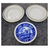 3 butter pats: Copeland Spodes tower blue -