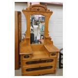 Antique oak dresser and mirror