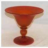 Tiffin Amberina satin glass high foot compote