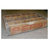 Wooden 24 bottle Pepsi crate case with advertising