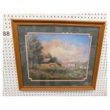Vintage framed country horse art print signed by