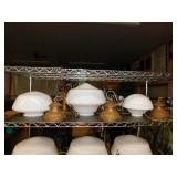 3 antique metal ceiling mount lights w/ white