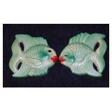 Kitschy 1954 Miller Studio chalkware kissing fish