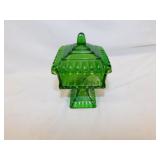 Vintage Jeannette Glass Green Wedding Cake Box