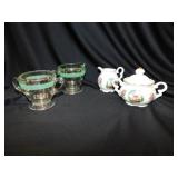 2 vintage creamer & sugar bowl sets: Kent Glass