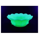 Fenton Uranium satin custard grape pattern glass