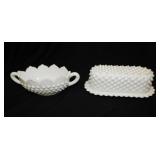 Vintage Fenton hobnail milk glass: Covered butter