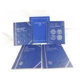 5 vintage coin folders: 4 Whitman w/ 2 Jefferson