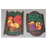 2 Mid Century chalkware tavern bar signs:
