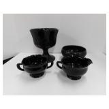 Vintage black amethyst glass: L.E. Smith creamer