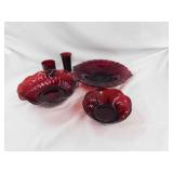 Vintage Royal Ruby Red pressed glass tableware: