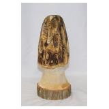 Wood morel mushroom hand carved & signed by