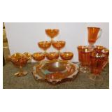 6 Imperial Carnival Smooth Rays footed sherbets -