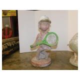 1987 concrete statue of a child playing tennis