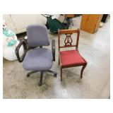 Antique lyre back side chair - Upholstered swivel