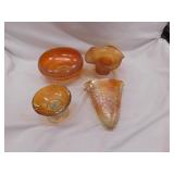 4 piece vintage Marigold Carnival glassware: