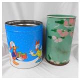 Vintage metal trash can - Disney can, tallest is