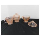 1930's Federal Glass Sharon Cabbage Rose pink