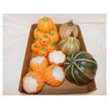 Hand painted ceramic Halloween Pumpkin gourd lot