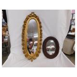 Vintage Homco 3D rose mirror - Wicker mirror, 25'