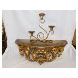 Vintage Turner gold gilded wood shelf, 21.5' x 9'