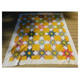 Vintage hand stitched & appliqued Sunflower quilt,