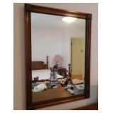 Mid Century walnut wall mirror w/ rosette corners