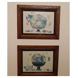 2 kitschy framed fruit prints, 14.5' x 11.5'