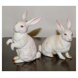 Spring Easter decor: 2 Lefton porcelain rabbits -