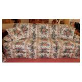 Flexsteel floral 3 cushion sofa couch w/ throw