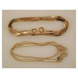 Two 14K yellow gold chain necklaces: