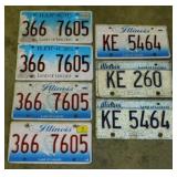 7 embossed metal Illinois license plates