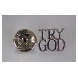 Sterling silver: Tiffany & Co. TRY GOD brooch pin